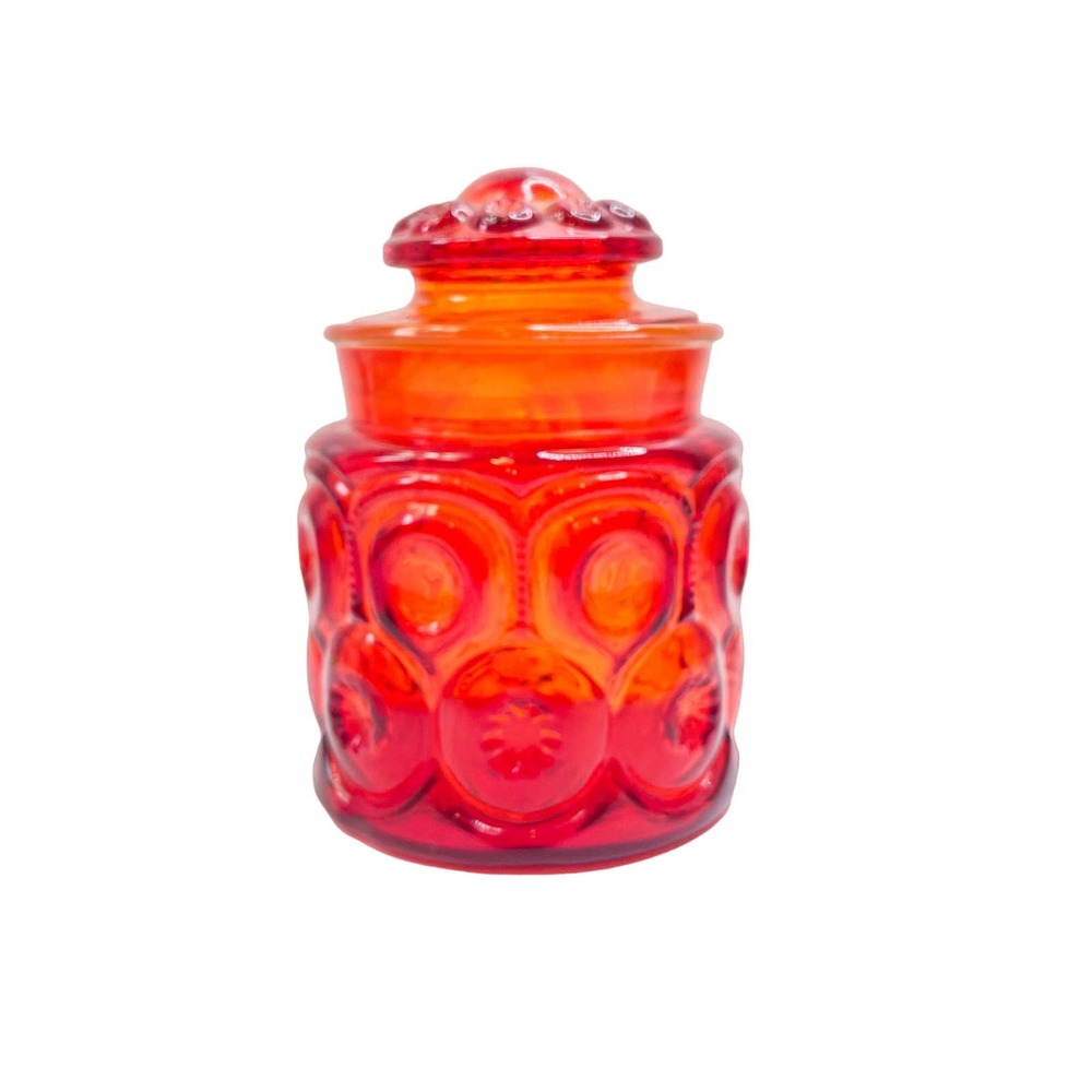 Moon and Star glass canister by LE Smith Glass Company Amberian
